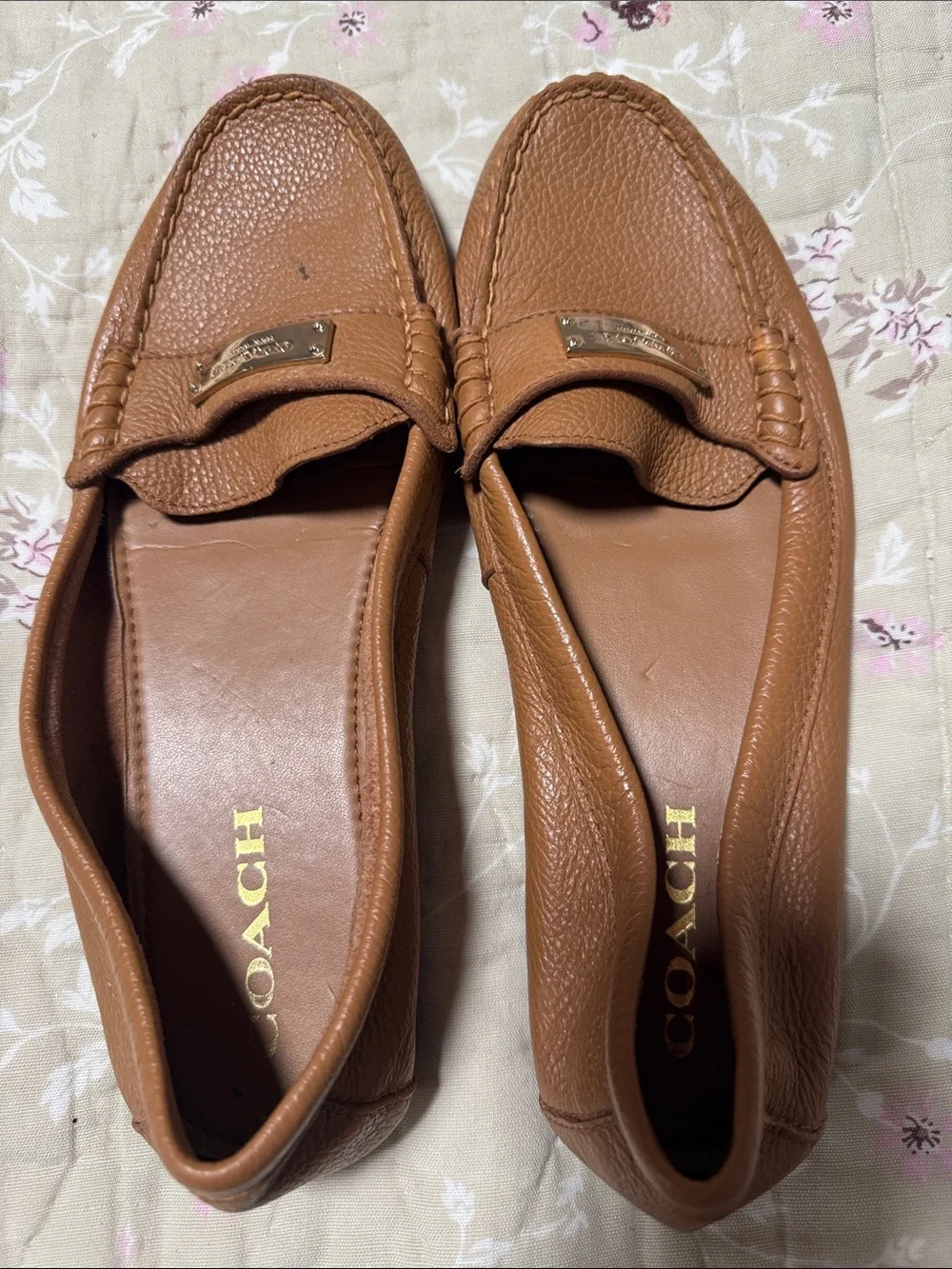 Coach Cognac Brown Leather Penny Loafers